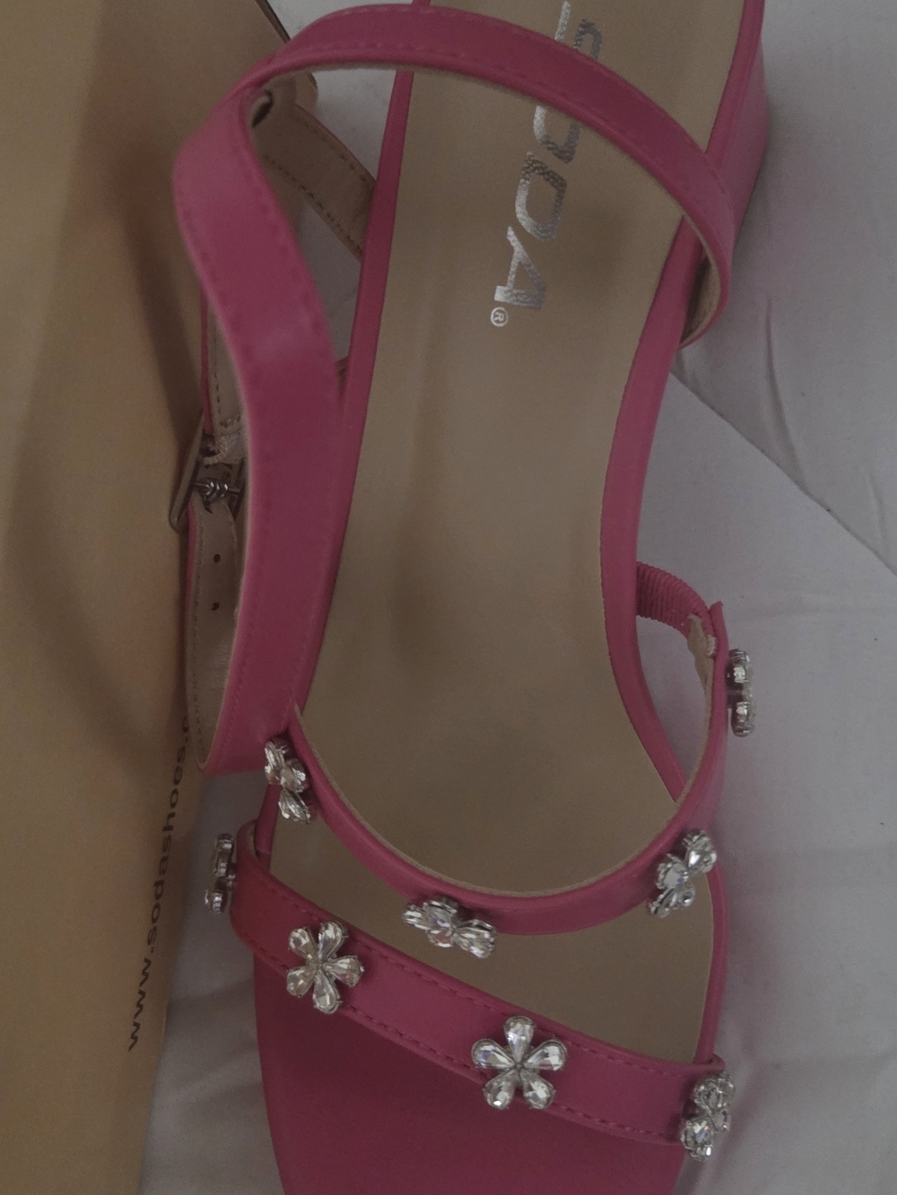Soda Hot Pink Floral Rhinestone Strap Heels